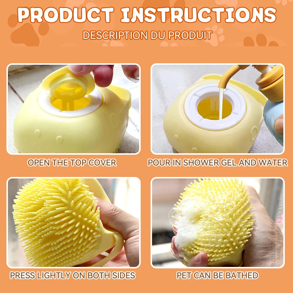 AnimalsShop™ Silicone Shampoo Dispenser with Rubber Bristles