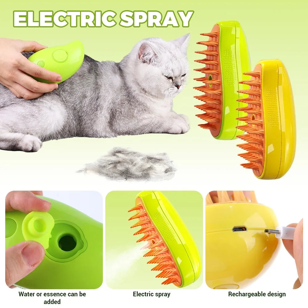 AnimalsShop™ 3-in-1 Electric Pet Grooming Brush with Steam & Massage